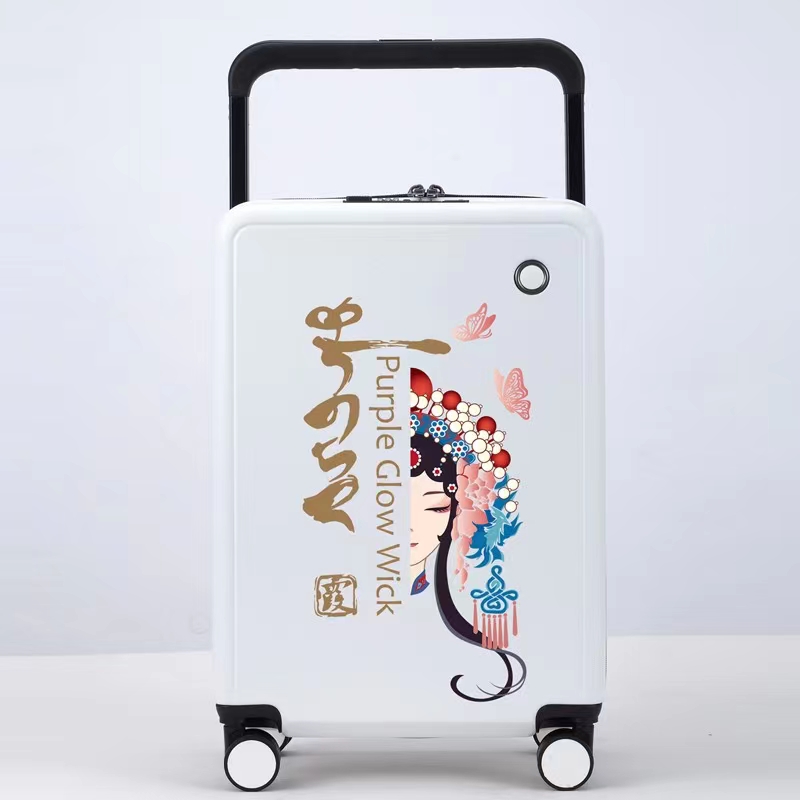 工場でカスタマイズされた ABS + PC 荷物スーツケース 20 インチ、ワイドトロリーと USB 充電器ミュートホイール屋外旅行バッグ